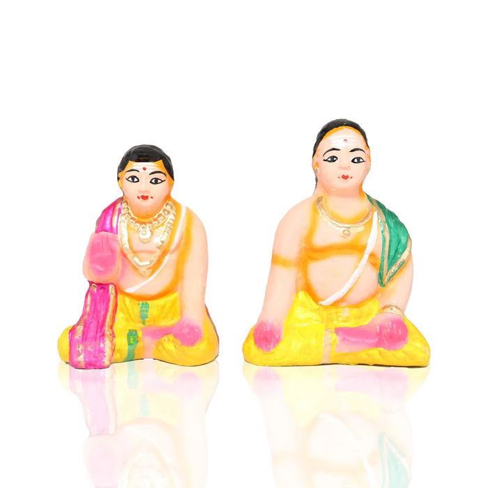 Upanayanam Clay Golu Bommai Set - 6 inches / Golu Doll / Navaratri Golu Bomma / Gombe / Bommalu - Clay Kolu Bommai