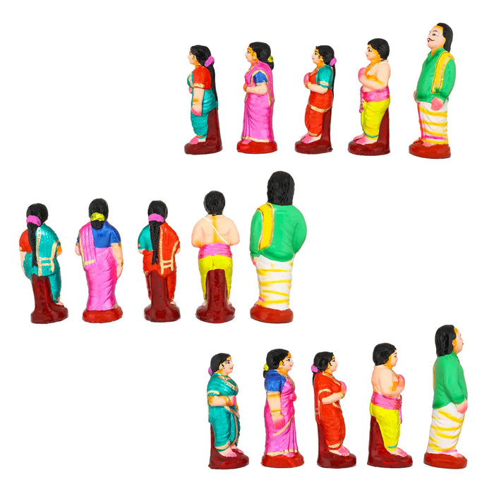 Upanayanam Clay Golu Bommai Set - 6 inches / Golu Doll / Navaratri Golu Bomma / Gombe / Bommalu - Clay Kolu Bommai