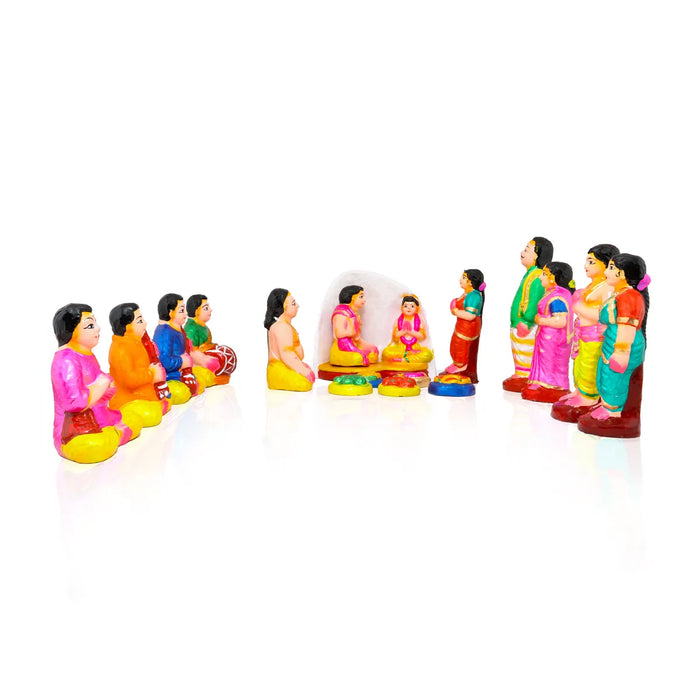 Upanayanam Clay Golu Bommai Set - 6 inches / Golu Doll / Navaratri Golu Bomma / Gombe / Bommalu - Clay Kolu Bommai