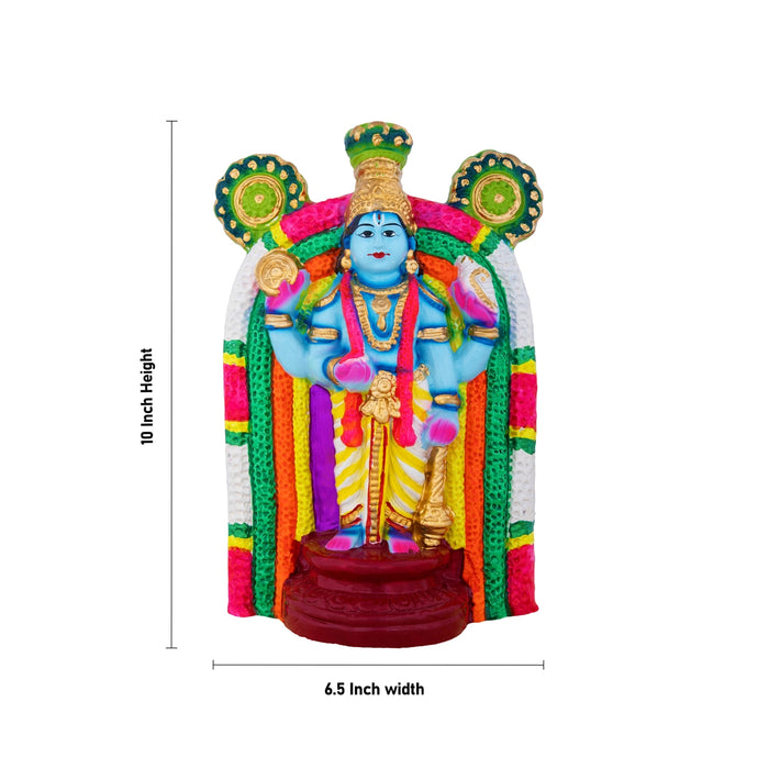 Guruvayurappan Clay Golu Bommai - 10 x 6.5 Inches | Giri Golu Doll/ Navaratri Kolu Bomma/ Gombe