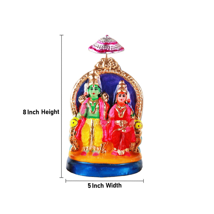 Ramar Pattabhishekam Clay Golu Bommai Set- 8 X 5.5 Inches | Giri Golu Doll/Navaratri Golu Bomma/ Gombe/ Bommai - Clay Kolu Bommai