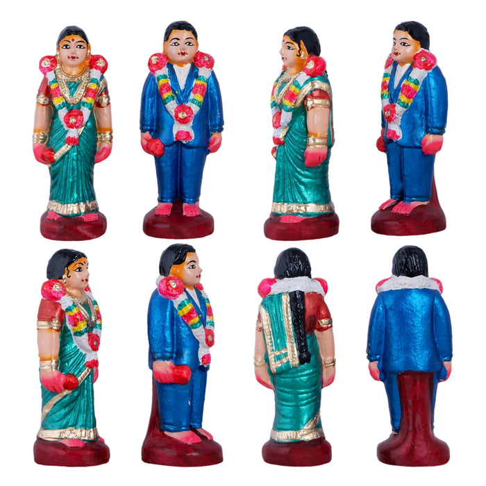 Reception Clay Golu Doll Set - 10 x 7 Inches | 10 Pcs/ Giri Golu Bommai/ Navaratri Golu Bomma/ Gombe/ Bommai