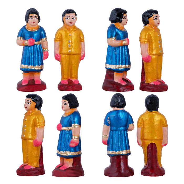 Reception Clay Golu Doll Set - 10 x 7 Inches | 10 Pcs/ Giri Golu Bommai/ Navaratri Golu Bomma/ Gombe/ Bommai