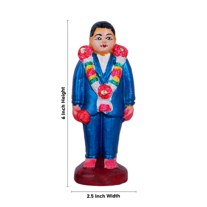 Reception Clay Golu Doll Set - 10 x 7 Inches | 10 Pcs/ Giri Golu Bommai/ Navaratri Golu Bomma/ Gombe/ Bommai
