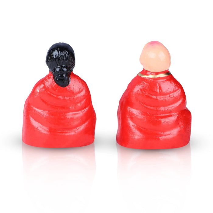 Thatha Paati Clay Golu Bommai Pair - 5 X 3 Inches | Giri Golu Doll/ Navaratri Golu Bomma/ Gombe/ Bommai - Clay Kolu Bommai