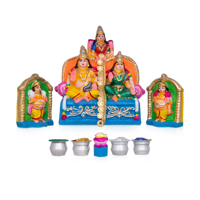 Kubera Clay Golu Bommai Set - 9 x 8.5 Inches | Giri Golu Doll/ Navaratri Golu Bomma/Gombe/Bommai