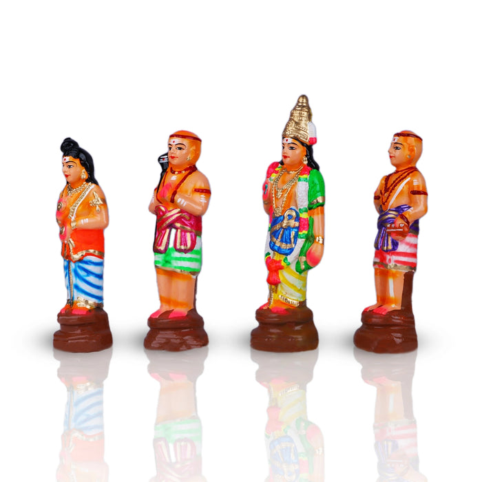 Saiva Naalvar Clay Golu Bommai Set - 10 X 3 Inches | Giri Golu Doll/ Navaratri Golu Bomma/ Gombe/ Bommai - Clay Kolu Bommai