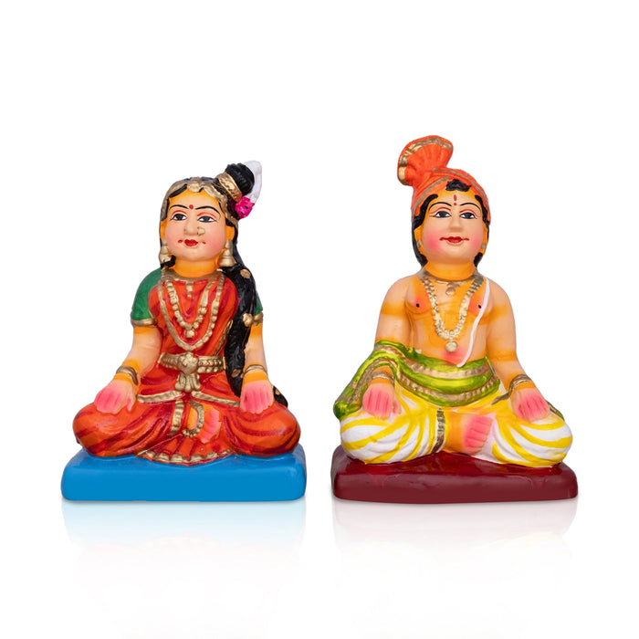 Mama Mami Clay Golu Bommai Pair - 8 x 5.25 Inches | Giri Golu Doll/Navaratri Golu Bommai