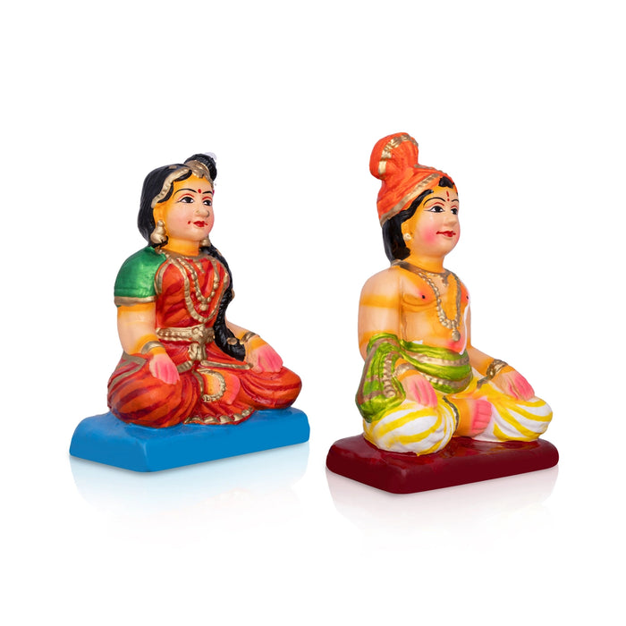 Mama Mami Clay Golu Bommai Pair - 8 x 5.25 Inches | Giri Golu Doll/Navaratri Golu Bommai