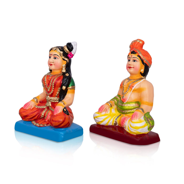 Mama Mami Clay Golu Bommai Pair - 8 x 5.25 Inches | Giri Golu Doll/Navaratri Golu Bommai