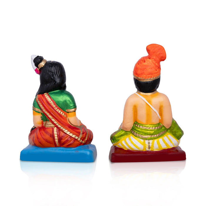 Mama Mami Clay Golu Bommai Pair - 8 x 5.25 Inches | Giri Golu Doll/Navaratri Golu Bommai