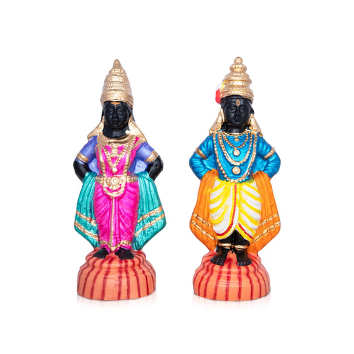 Panduranga Rukmini Clay Golu Bommai Pair - 11 x 4 Inches | Giri Golu Doll/ Navaratri Golu Bomma/Gombe/Bommai - Clay Kolu Bommai
