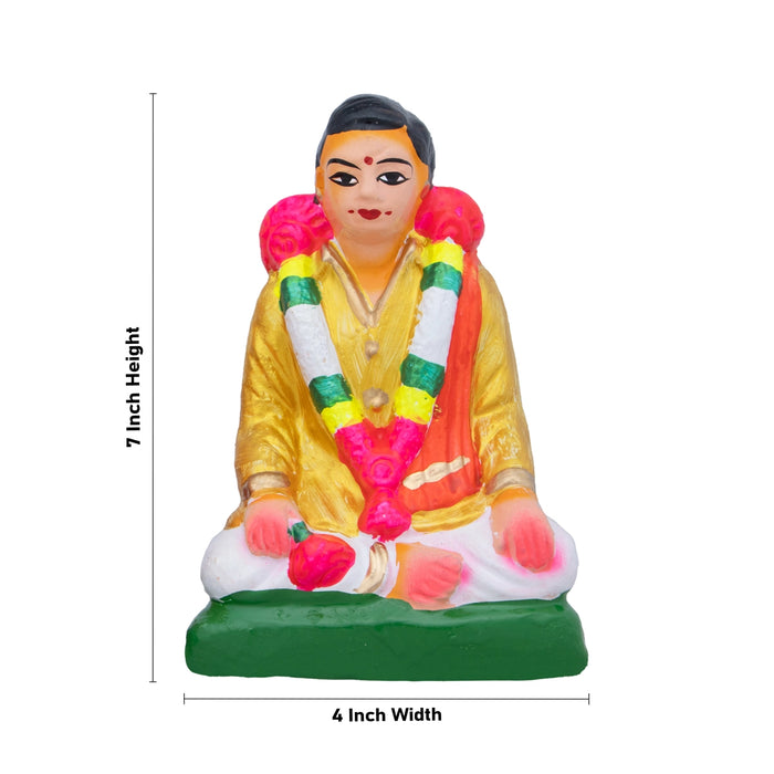 Pen Mappillai Clay Golu Bommai Pair - 7 x 4 Inches | Giri Golu Doll/ Navaratri Golu Bomma/Gombe/Bommai - Clay Kolu Bommai