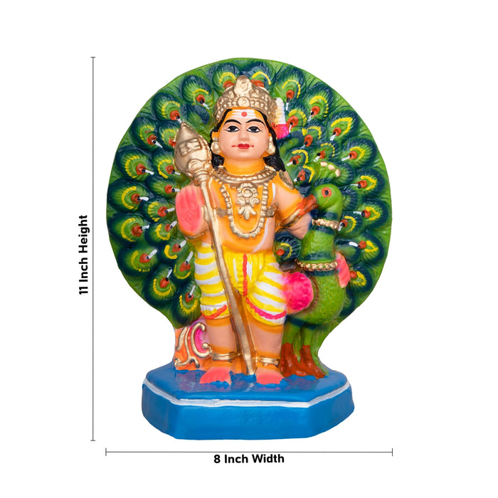 Thogai Murugan Clay Golu Bommai - 11 x 8 Inches | Giri Golu Doll/ Navaratri Golu Bomma/Gombe/Bommai