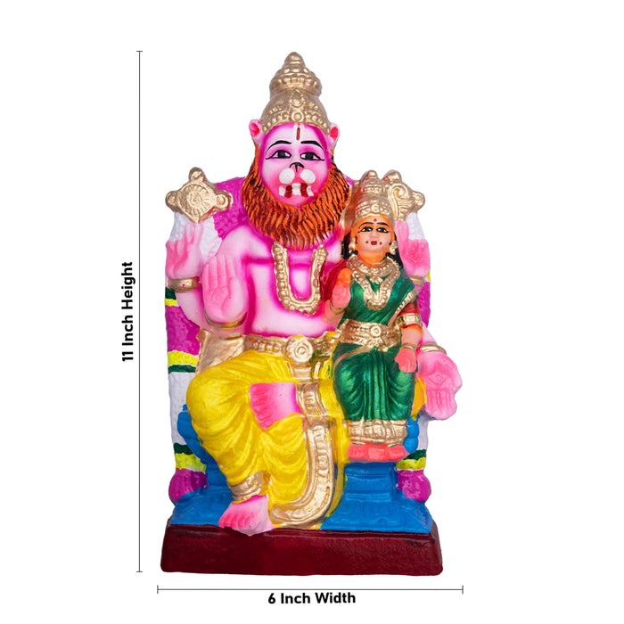 Lakshmi Narasimhar Clay Golu Bommai - 11 x 6 Inches | Giri Golu Doll/ Navaratri Golu Bomma/Gombe/Bommai