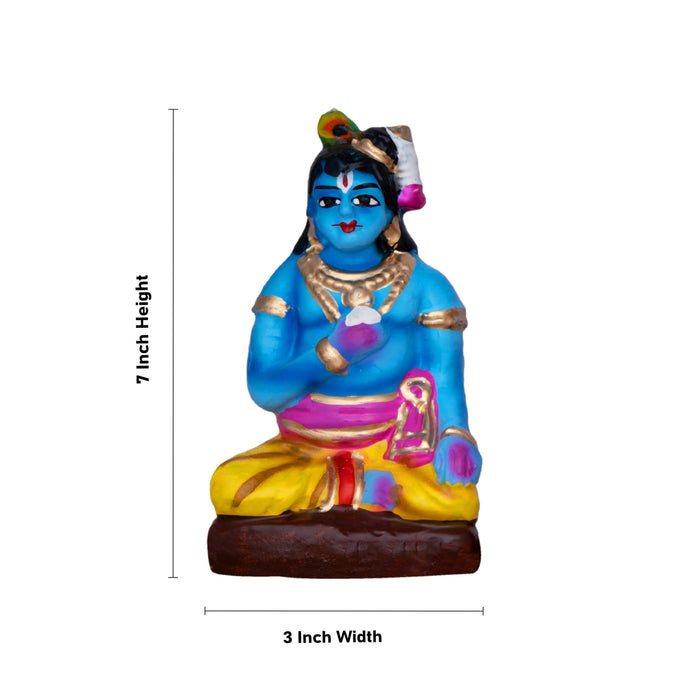 Krishna Bhojanam Clay Golu Bommai Set - 7 x 3 Inches | Giri Golu Doll/ Navaratri Golu Bomma/Gombe/Bommai