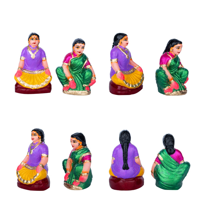 Game Clay Golu Bommai Set - 6 x 3 Inches | Giri Golu Doll/ Navaratri Golu Bomma/Gombe/Bommai