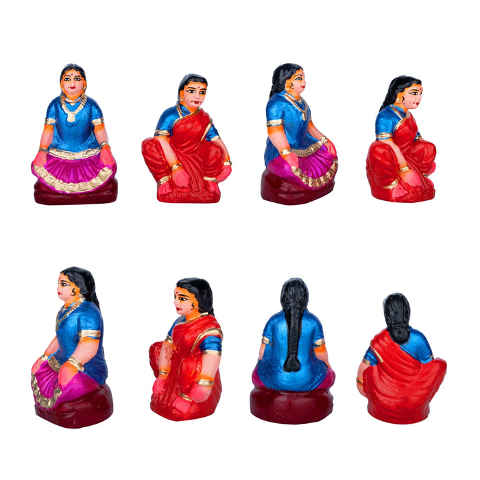 Game Clay Golu Bommai Set - 6 x 3 Inches | Giri Golu Doll/ Navaratri Golu Bomma/Gombe/Bommai