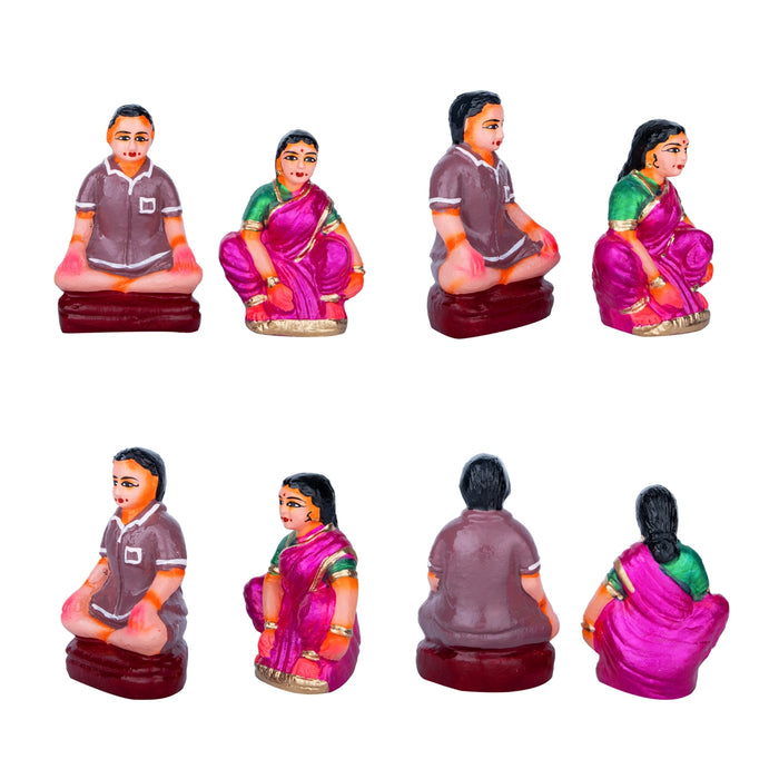 Game Clay Golu Bommai Set - 6 x 3 Inches | Giri Golu Doll/ Navaratri Golu Bomma/Gombe/Bommai