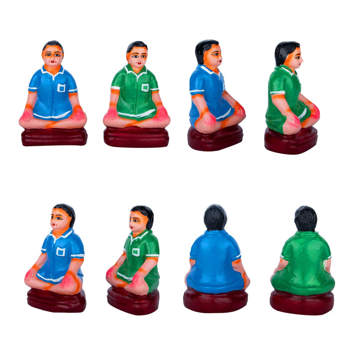 Game Clay Golu Bommai Set - 6 x 3 Inches | Giri Golu Doll/ Navaratri Golu Bomma/Gombe/Bommai