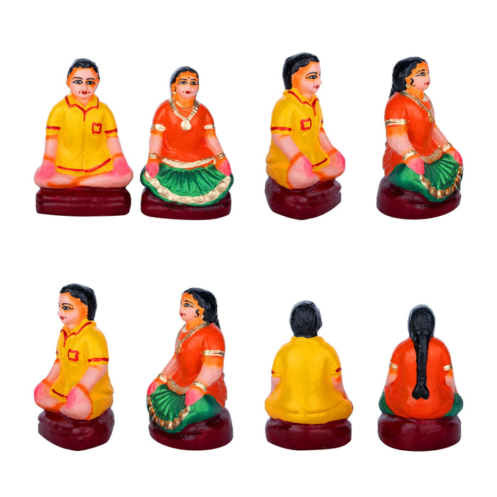 Game Clay Golu Bommai Set - 6 x 3 Inches | Giri Golu Doll/ Navaratri Golu Bomma/Gombe/Bommai