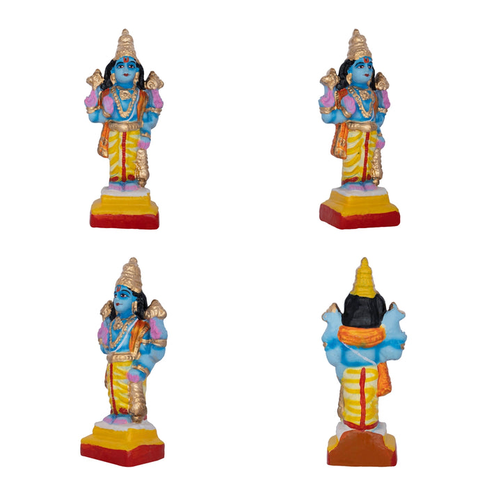 Krishna Leela Clay Golu Bommai Set - 7.5 x 5.5 Inches | Giri Golu Doll/ Navaratri Golu Bomma/ Gombe/ Bommai - Clay Kolu Bommai