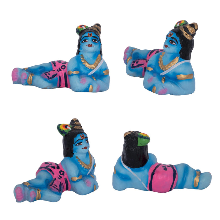 Krishna Leela Clay Golu Bommai Set - 7.5 x 5.5 Inches | Giri Golu Doll/ Navaratri Golu Bomma/ Gombe/ Bommai - Clay Kolu Bommai
