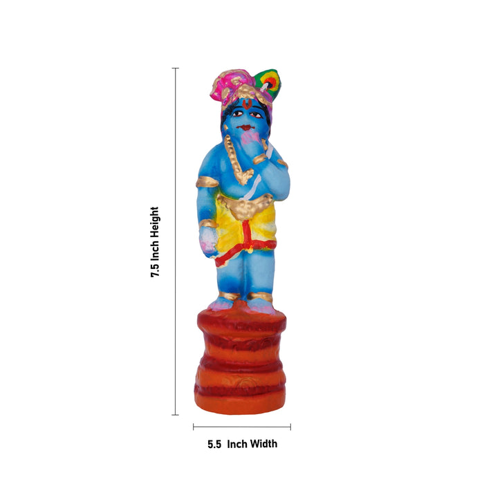 Krishna Leela Clay Golu Bommai Set - 7.5 x 5.5 Inches | Giri Golu Doll/ Navaratri Golu Bomma/ Gombe/ Bommai - Clay Kolu Bommai