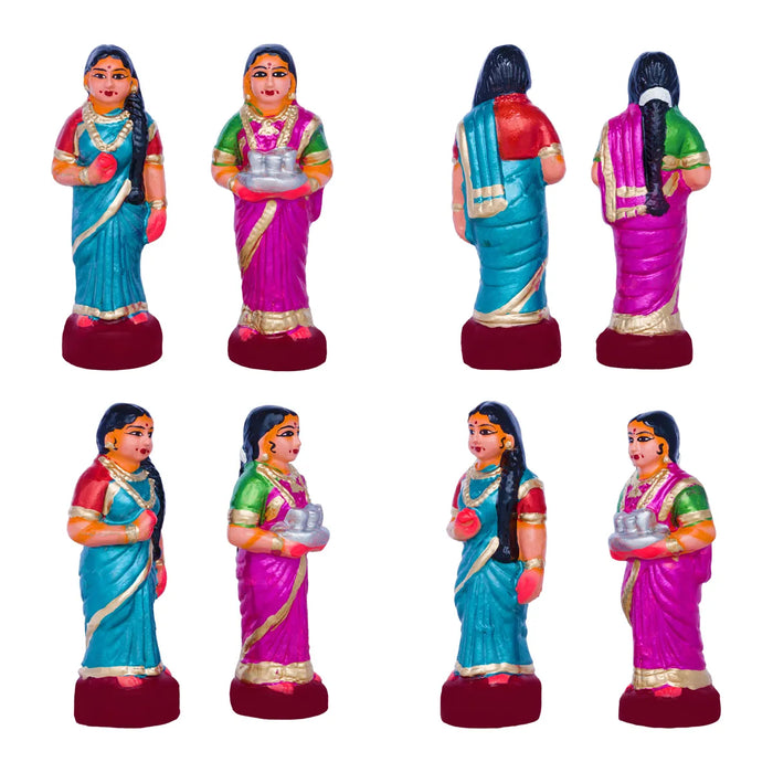 Pen Paarkum Set Clay Golu Bommai – 6.5 X 2.5 Inches | Giri Golu Doll / Navaratri Golu Bomma / Gombe / Bommai