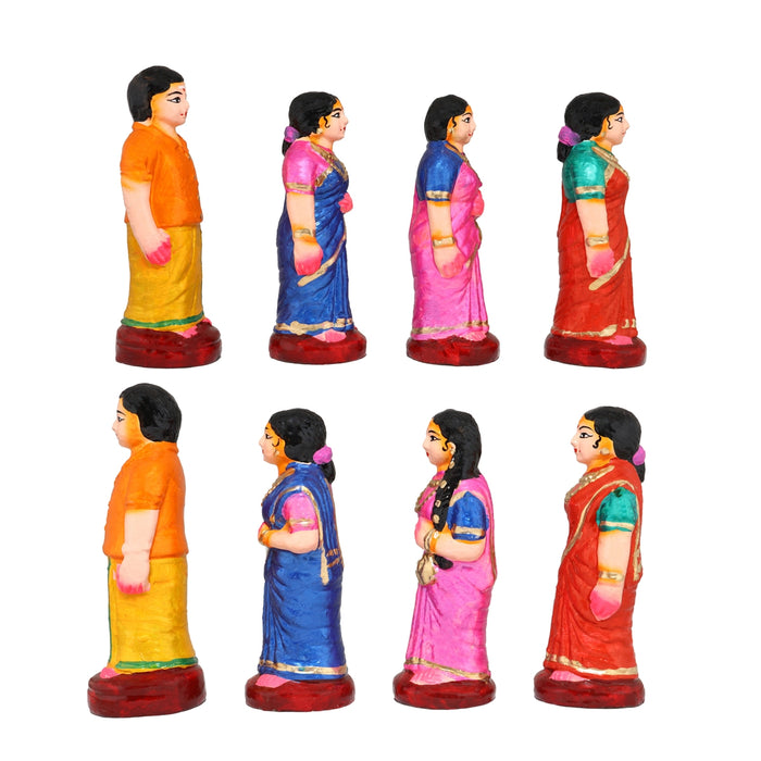 Engagement Clay Golu Bommai Set - 6 x 3 Inches | 17 Pcs/ Giri Golu Doll/ Navaratri Golu Bomma/Gombe/Bommai