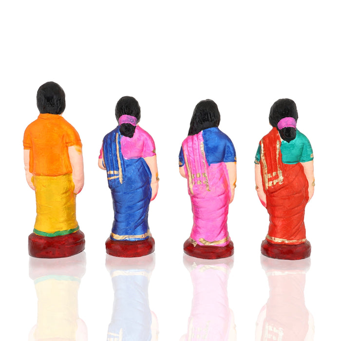 Engagement Clay Golu Bommai Set - 6 x 3 Inches | 17 Pcs/ Giri Golu Doll/ Navaratri Golu Bomma/Gombe/Bommai