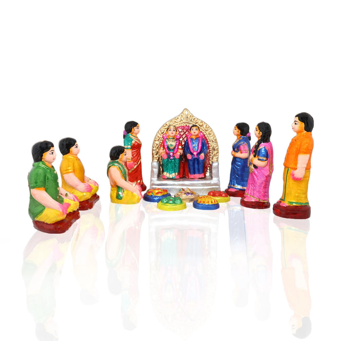Engagement Clay Golu Bommai Set - 6 x 3 Inches | 17 Pcs/ Giri Golu Doll/ Navaratri Golu Bomma/Gombe/Bommai