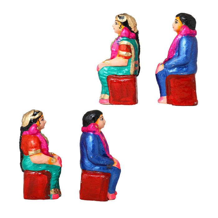 Engagement Clay Golu Bommai Set - 6 x 3 Inches | 17 Pcs/ Giri Golu Doll/ Navaratri Golu Bomma/Gombe/Bommai