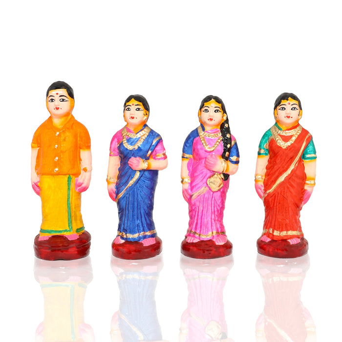Engagement Clay Golu Bommai Set - 6 x 3 Inches | 17 Pcs/ Giri Golu Doll/ Navaratri Golu Bomma/Gombe/Bommai