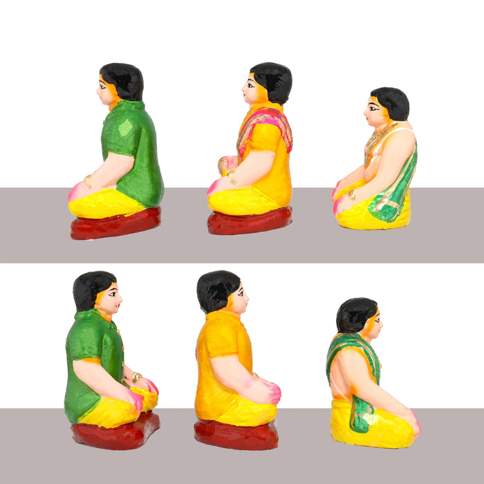 Engagement Clay Golu Bommai Set - 6 x 3 Inches | 17 Pcs/ Giri Golu Doll/ Navaratri Golu Bomma/Gombe/Bommai