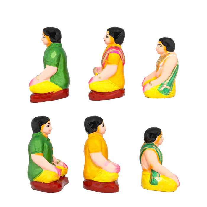 Engagement Clay Golu Bommai Set - 6 x 3 Inches | 17 Pcs/ Giri Golu Doll/ Navaratri Golu Bomma/Gombe/Bommai