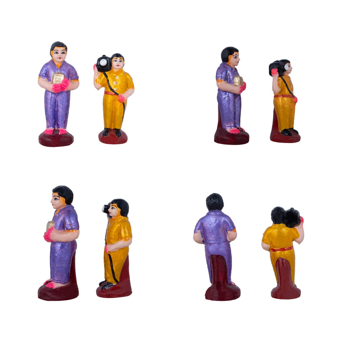 Birthday Clay Golu Bommai Set - 6 x 3 Inches | 11 Pcs/ Giri Golu Doll/ Navaratri Golu Bomma/Gombe/Bommai