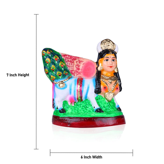 Kamadhenu Clay Golu Bommai - 7 x 6 Inches | Giri Navaratri Golu Bomma / Kolu Doll / Gombe / Bommai