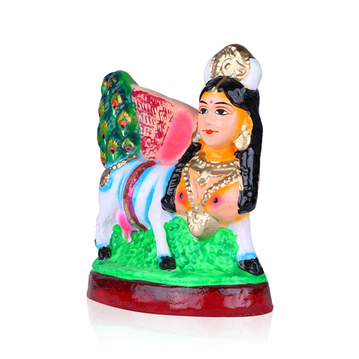 Kamadhenu Clay Golu Bommai - 7 x 6 Inches | Giri Navaratri Golu Bomma / Kolu Doll / Gombe / Bommai - Clay Golu Bommai