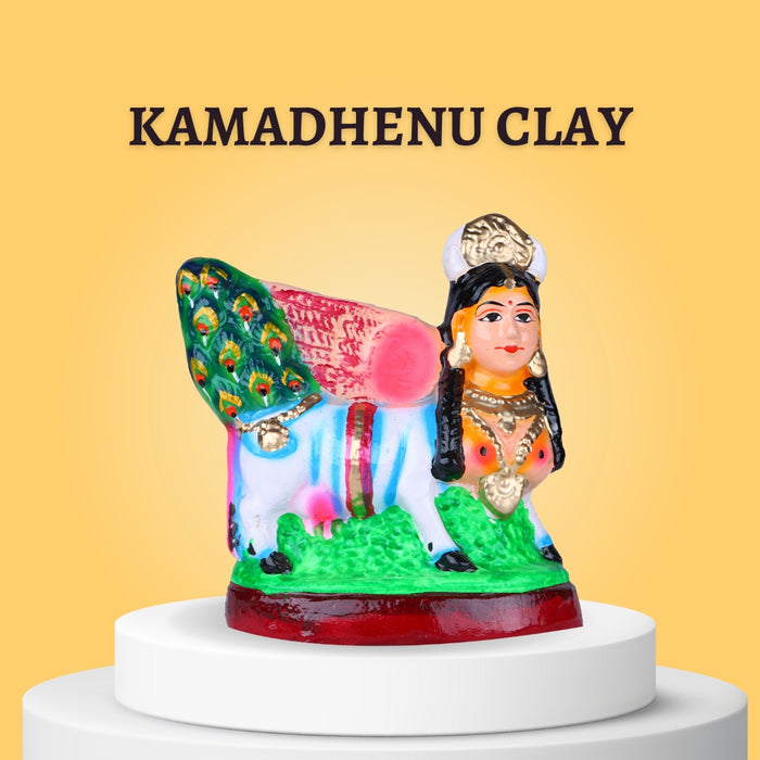 Kamadhenu Clay Golu Bommai - 7 x 6 Inches | Giri Navaratri Golu Bomma / Kolu Doll / Gombe / Bommai