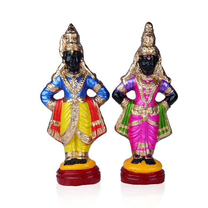 Panduranga Rukmini Clay Golu Bommai - 12 x 5 Inches | 2 Pcs/ Giri Golu Goll/ Navartri Kolu Bommai/ Bomma/ Gombe