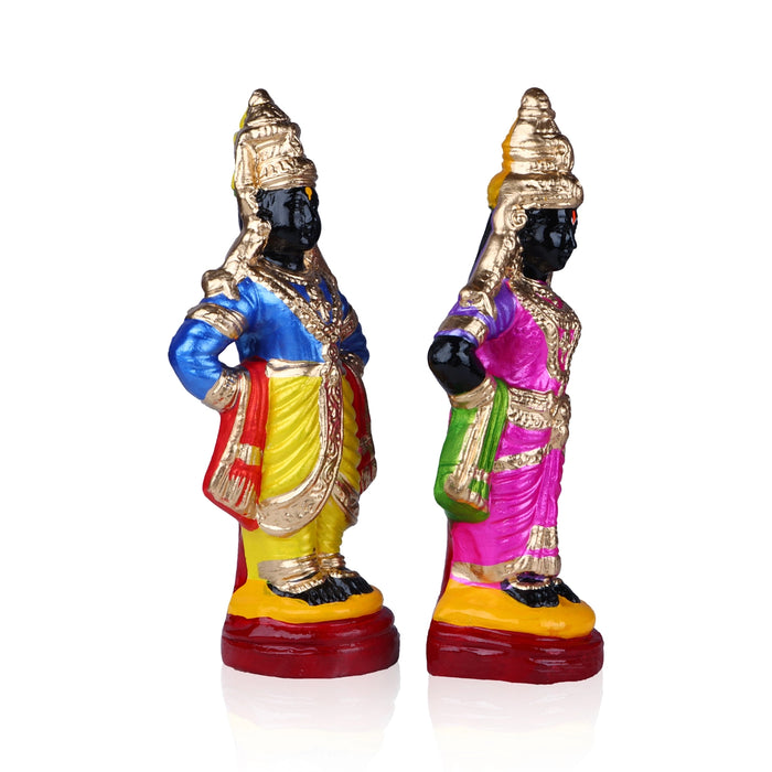 Panduranga Rukmini Clay Golu Bommai - 12 x 5 Inches | 2 Pcs/ Giri Golu Goll/ Navartri Kolu Bommai/ Bomma/ Gombe