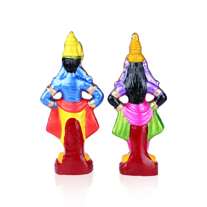 Panduranga Rukmini Clay Golu Bommai - 12 x 5 Inches | 2 Pcs/ Giri Golu Goll/ Navartri Kolu Bommai/ Bomma/ Gombe