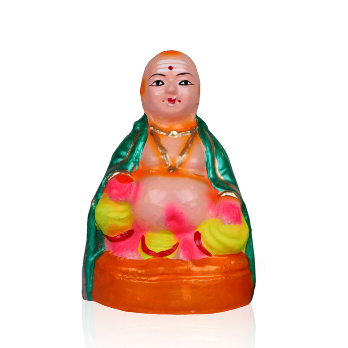 Thatha Paati Clay Golu Bommai Pair - 8 x 5.5 Inches | Golu Doll / Navaratri Golu Bomma / Gombe / Bommai - Clay Kolu Bommai
