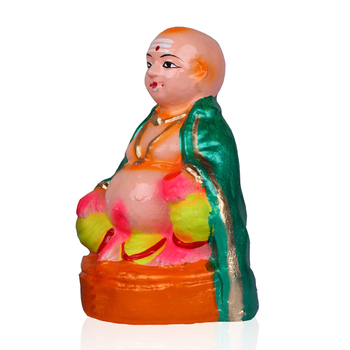 Thatha Paati Clay Golu Bommai Pair - 8 x 5.5 Inches | Golu Doll / Navaratri Golu Bomma / Gombe / Bommai - Clay Kolu Bommai