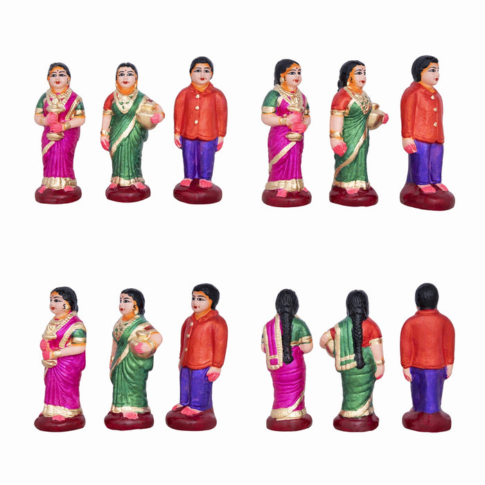 Veedu Grahapravehsam Clay Golu Bommai Set - 9 x 8 Inches | 10 Pcs/ Giri Golu Doll/ Navaratri Golu Bomma/Gombe