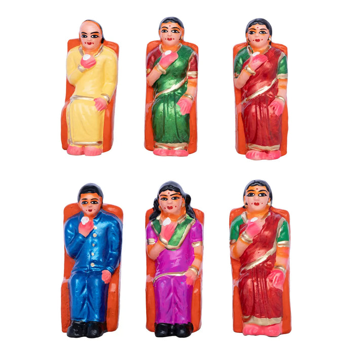 Sapadu Set Clay Golu Bommai – 5.5 X 2 Inches | Giri Golu Doll / Navaratri Golu Bomma / Gombe / Bommai