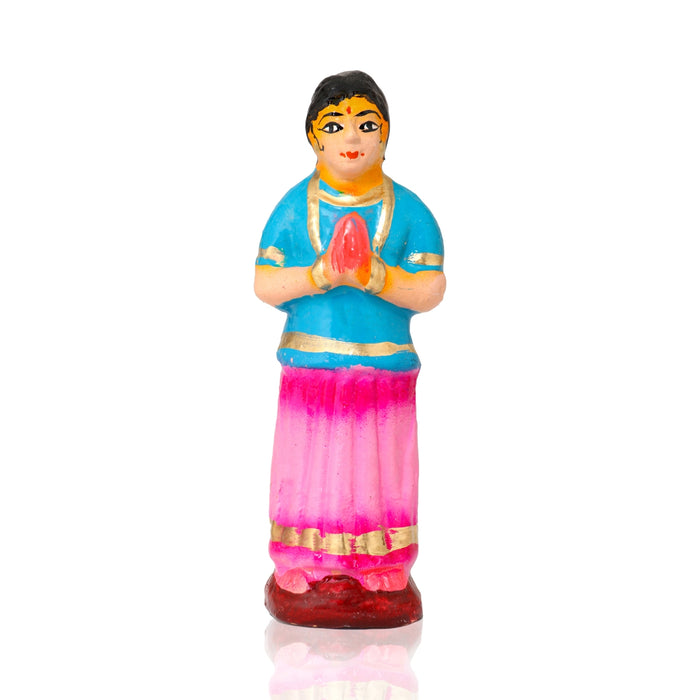Thulasi Madam Clay Golu Bommai Set - 8 x 3 Inches | 6 Pcs/ Giri Golu Goll/ Navartri Kolu Bommai/ Gombe/ Bommalu