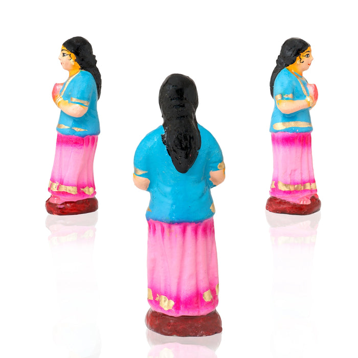 Thulasi Madam Clay Golu Bommai Set - 8 x 3 Inches | 6 Pcs/ Giri Golu Goll/ Navartri Kolu Bommai/ Gombe/ Bommalu