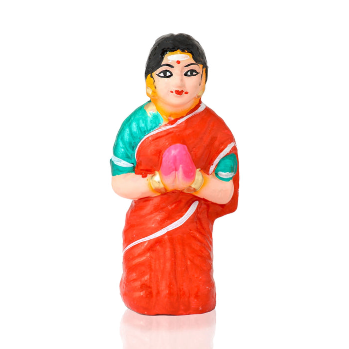 Thulasi Madam Clay Golu Bommai Set - 8 x 3 Inches | 6 Pcs/ Giri Golu Goll/ Navartri Kolu Bommai/ Gombe/ Bommalu
